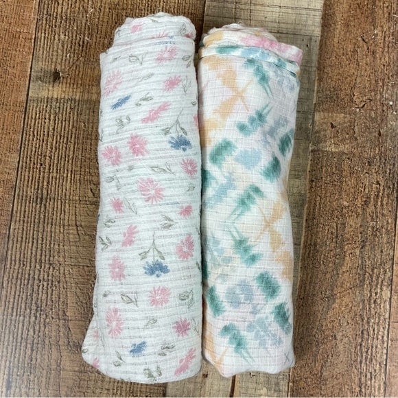 Aden & Anais Floral Tie Dye Boho Muslin Swaddle Blanket Bundle Baby Girl Soft - Picture 1 of 7